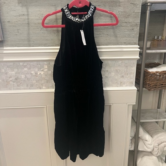 NWT new Anthropologie somerset velvet halter dress medium jewel beaded neck - Picture 4 of 17